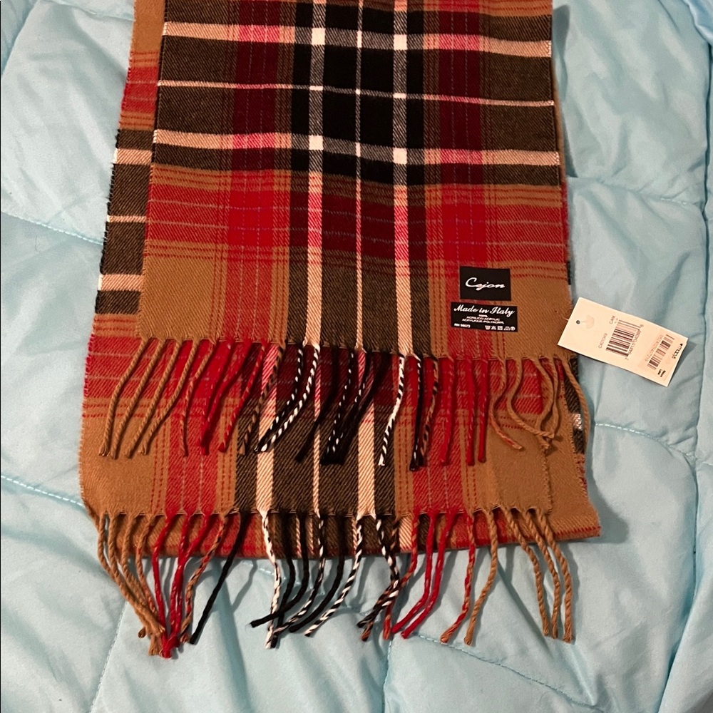 Cejon Red and Tan Plaid Scarf